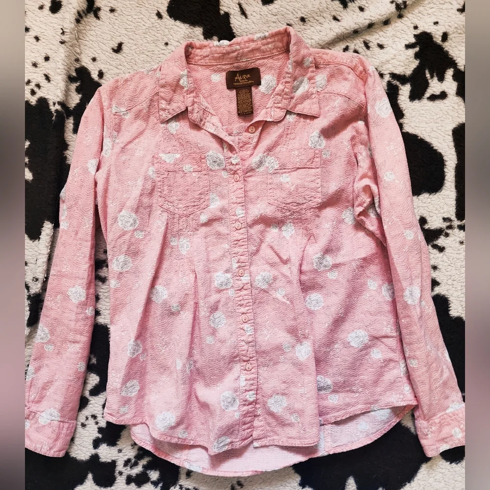 "WRANGLER" WOMEN'S Y2K BUTTON UP - FLORAL/PINK - Picture 1 of 4